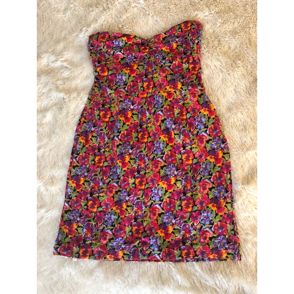 Black Poppy Strapless Floral Sundress from PacSun